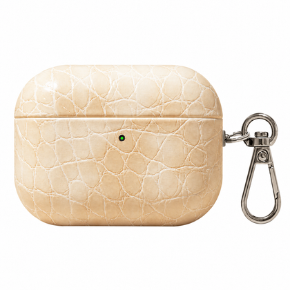 Folio Croc AirPods Case — Ivory / Irregular Emboss, front view
