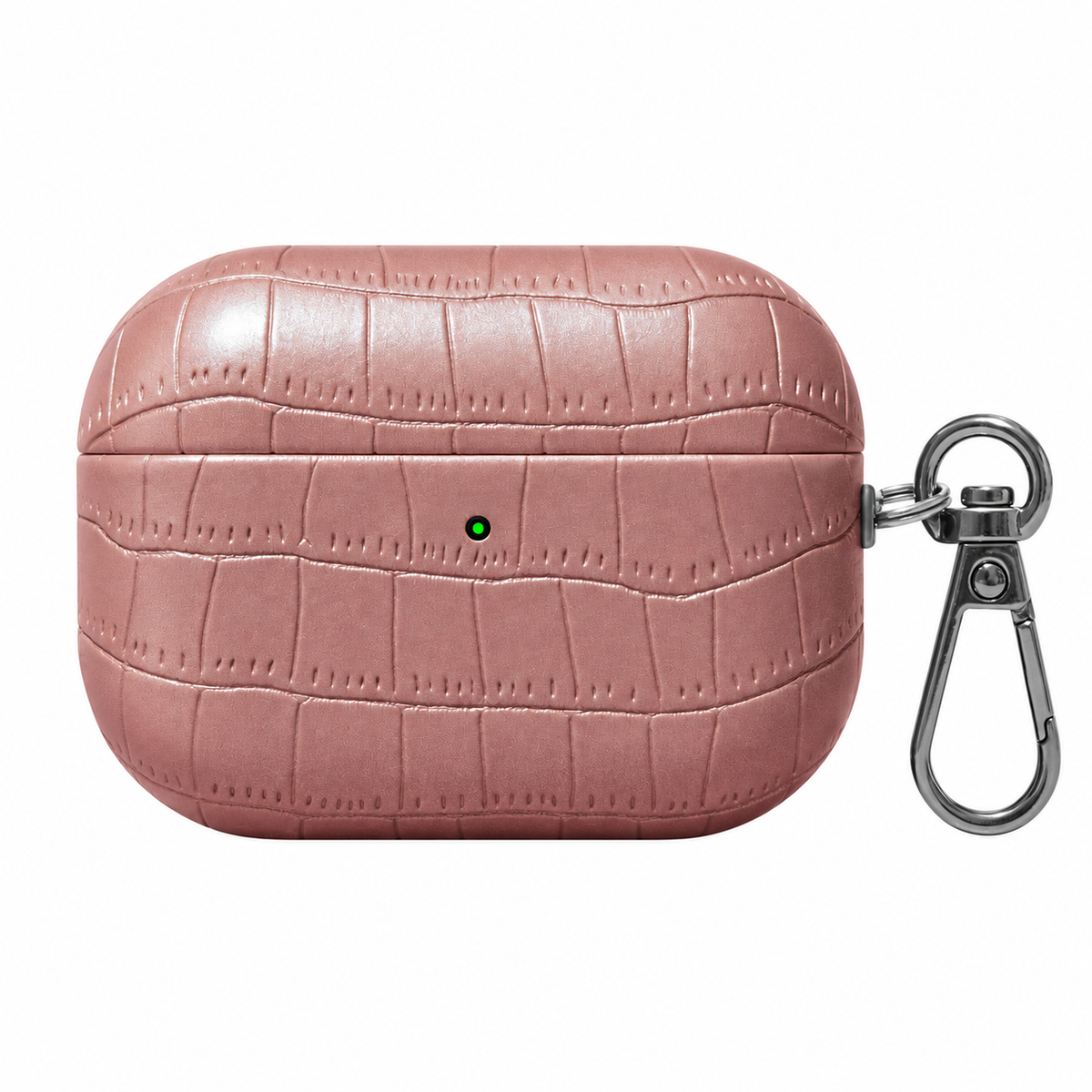 Folio Croc AirPods Case — Pink / Wide Emboss, front view