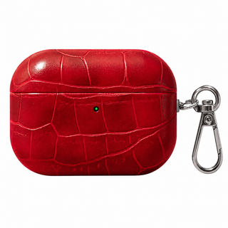Folio Croc AirPods Case — Red / Irregular Emboss, front view
