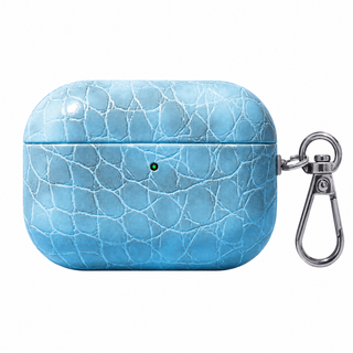 Folio Croc AirPods Case — Sky Blue / Irregular Emboss, front view