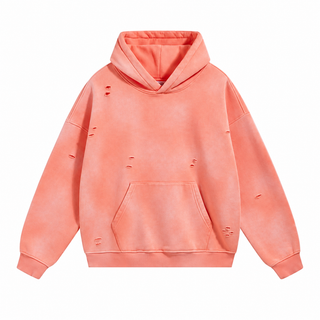 Fresco Washed Hoodies in Orange / Distressed, front view