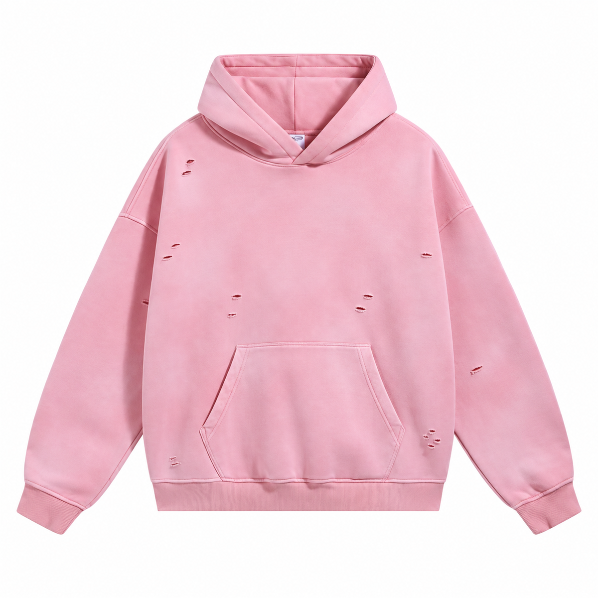 Fresco Washed Hoodies in Pink / Distressed, front view