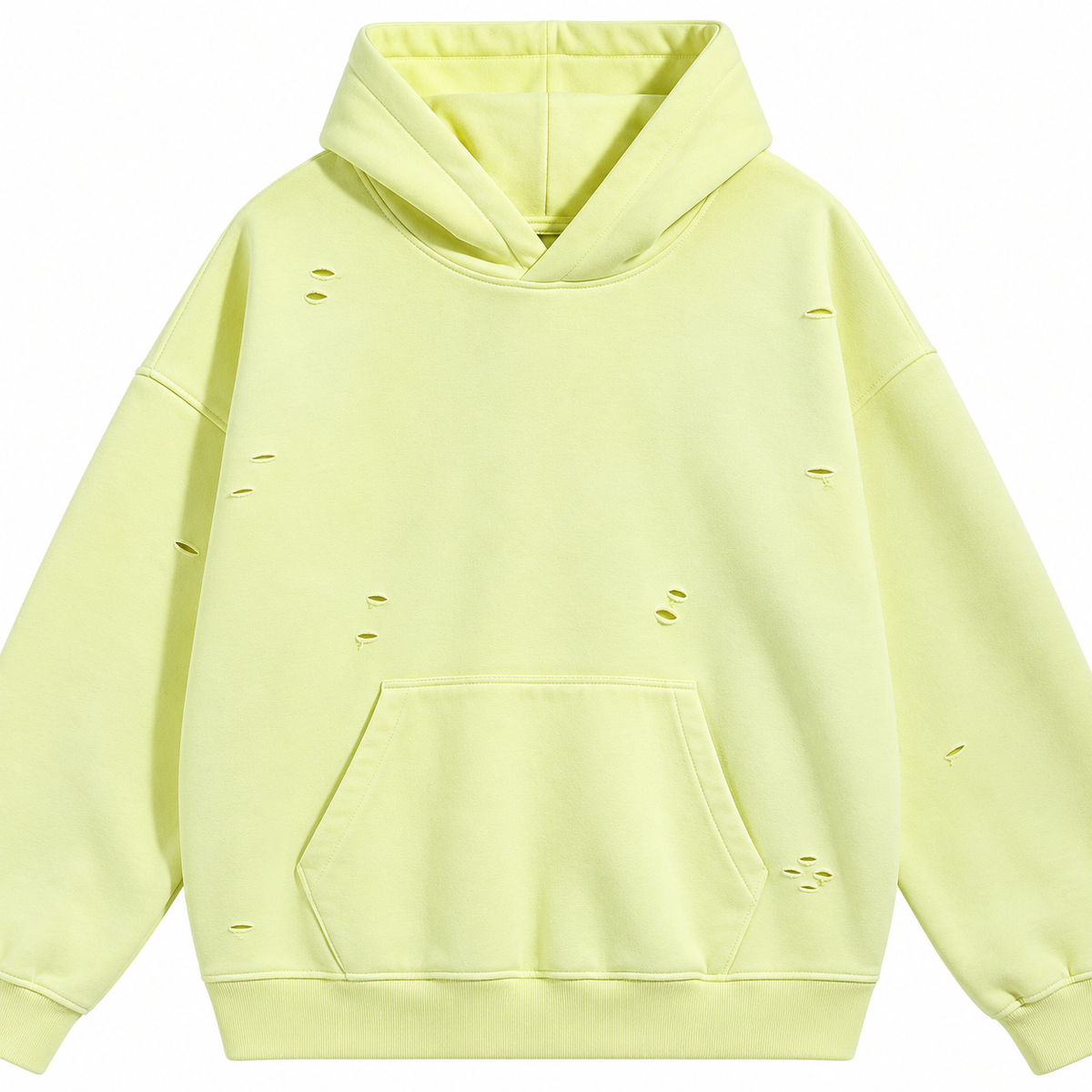 Fresco Washed Hoodies in Yellow / Distressed, detail close-up
