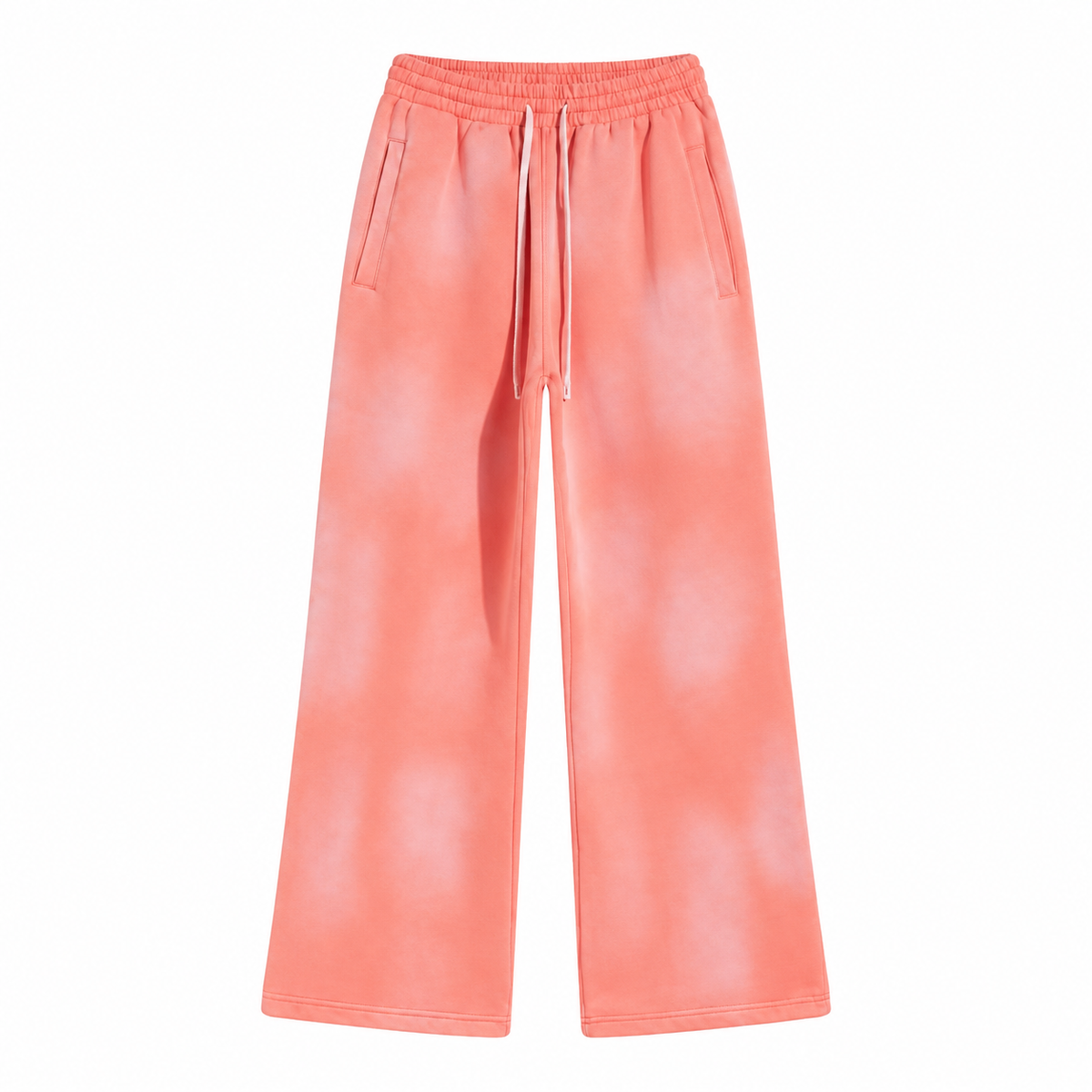 Fresco Washed Wide-Leg Sweatpants in Orange, front view