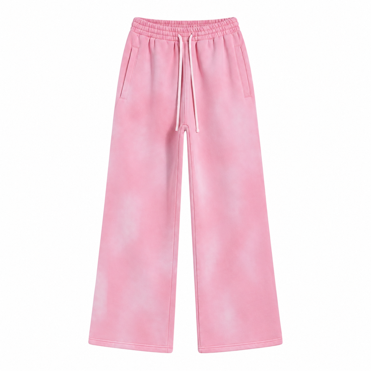 Fresco Washed Wide-Leg Sweatpants in Pink, front view