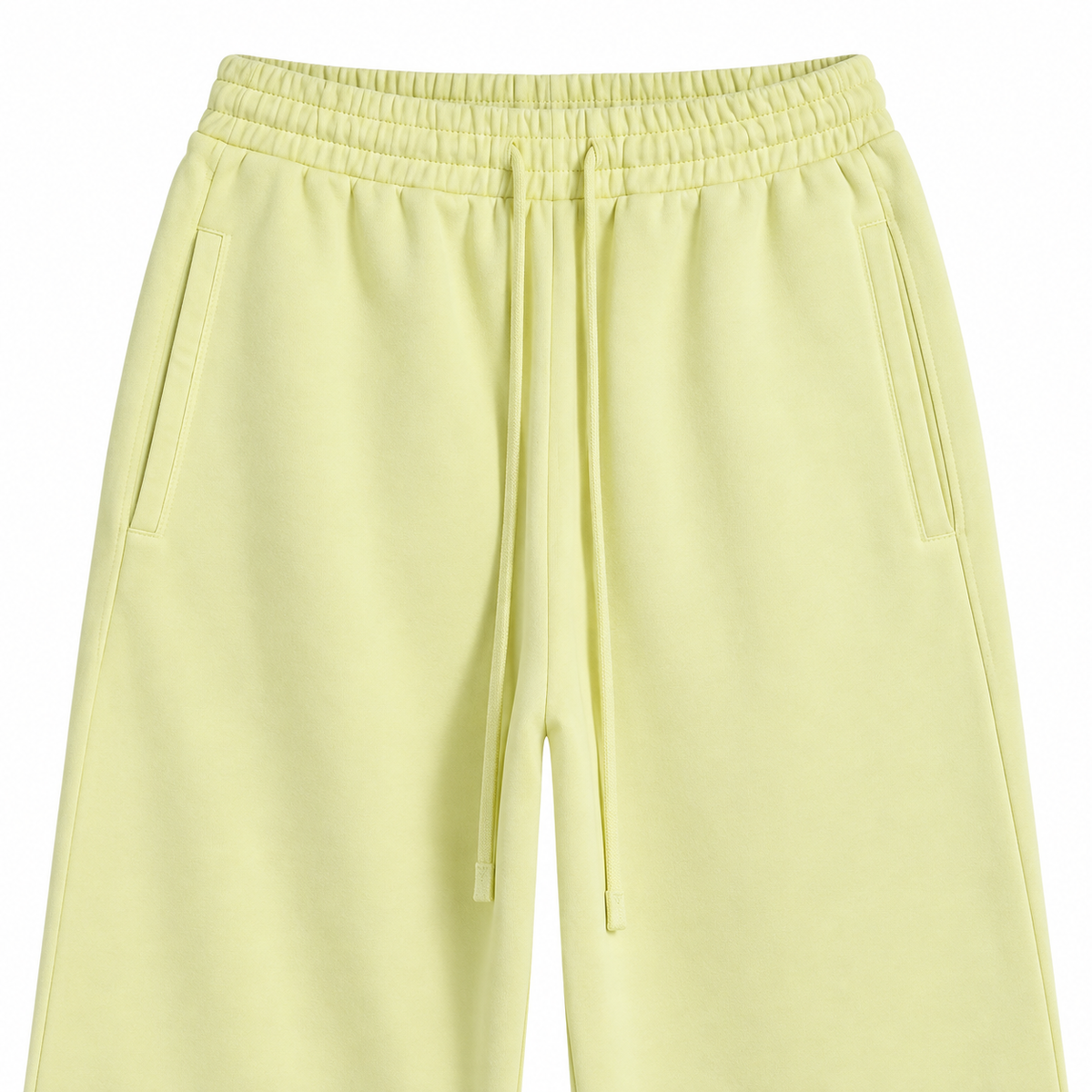 Fresco Washed Wide-Leg Sweatpants in Yellow, detail close-up