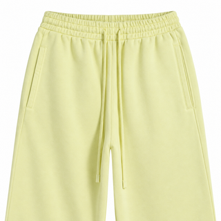 Fresco Washed Wide-Leg Sweatpants in Yellow, detail close-up