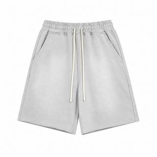 Haze Washed Drawstring Shorts in Grey, front view