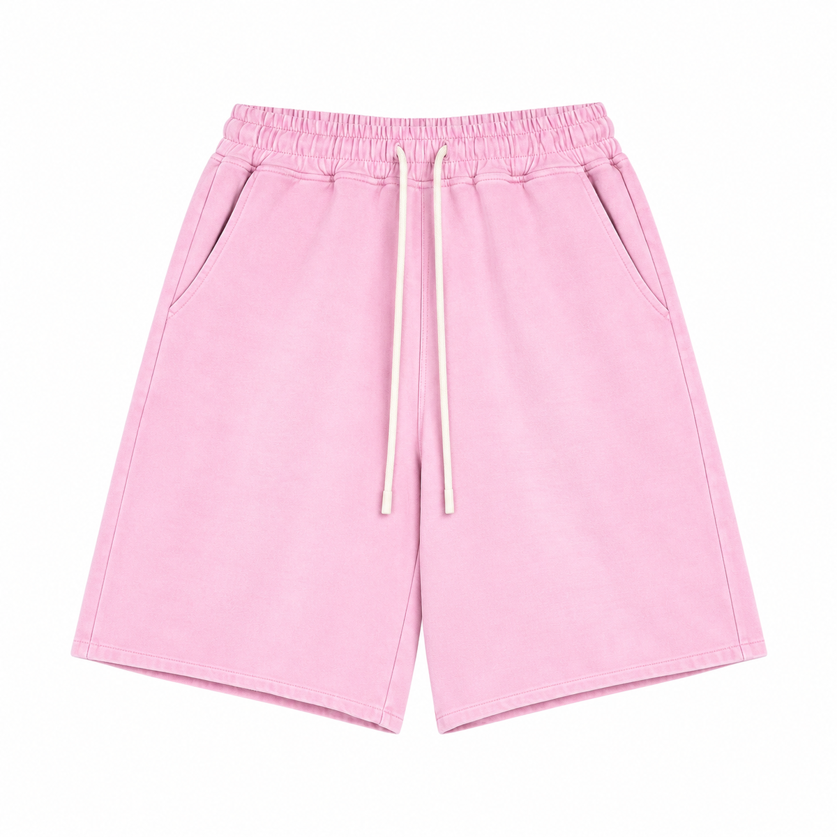 Haze Washed Drawstring Shorts in Pink, front view