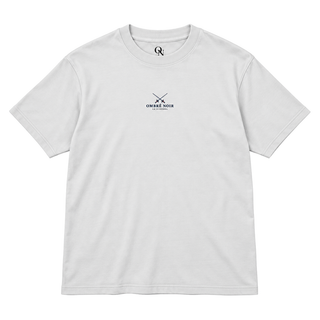 La Scherma Graphic Tee in Lunar Rock, flat front view with crossed fencing foils