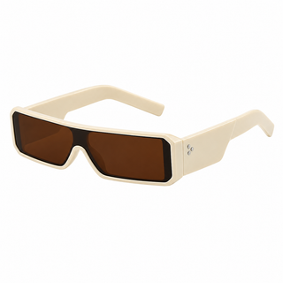 Linea Rivet Sunglasses — Beige / Brown Lens, front view