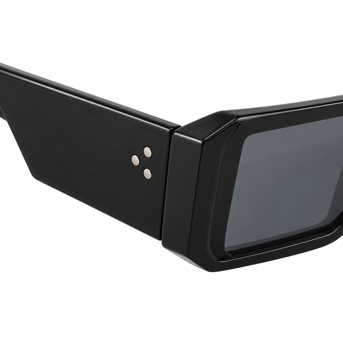 Linea Rivet Sunglasses — Black / Grey Lens, detail view