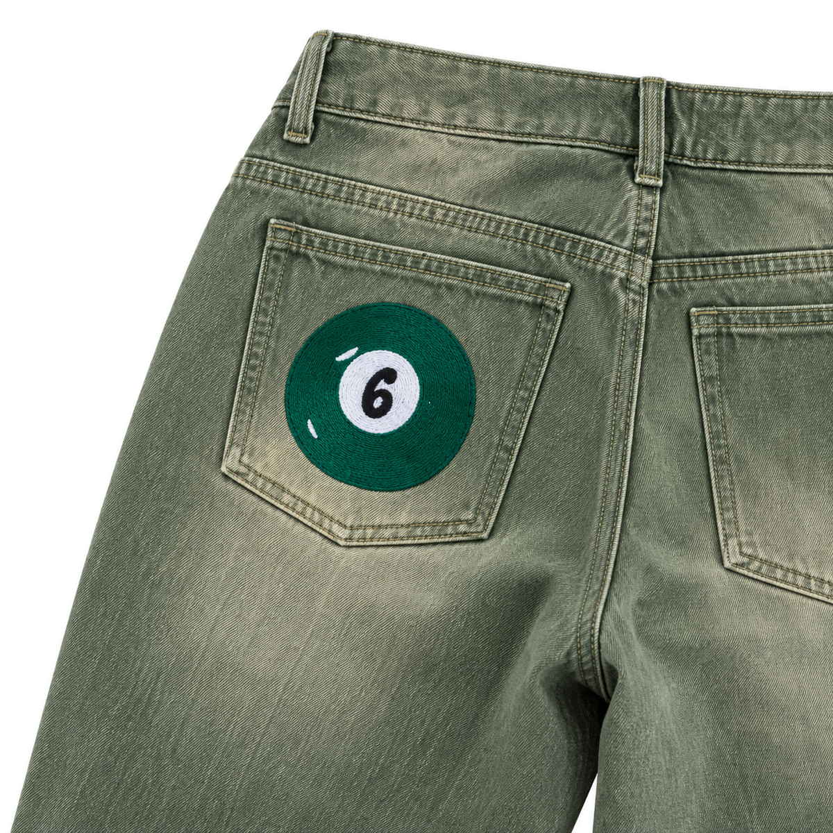 Matcha Wide-Leg Jeans — construction detail