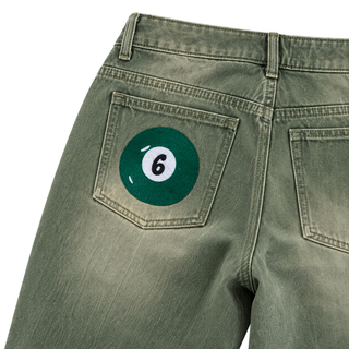 Matcha Wide-Leg Jeans — construction detail
