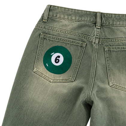 Matcha Wide-Leg Jeans — construction detail