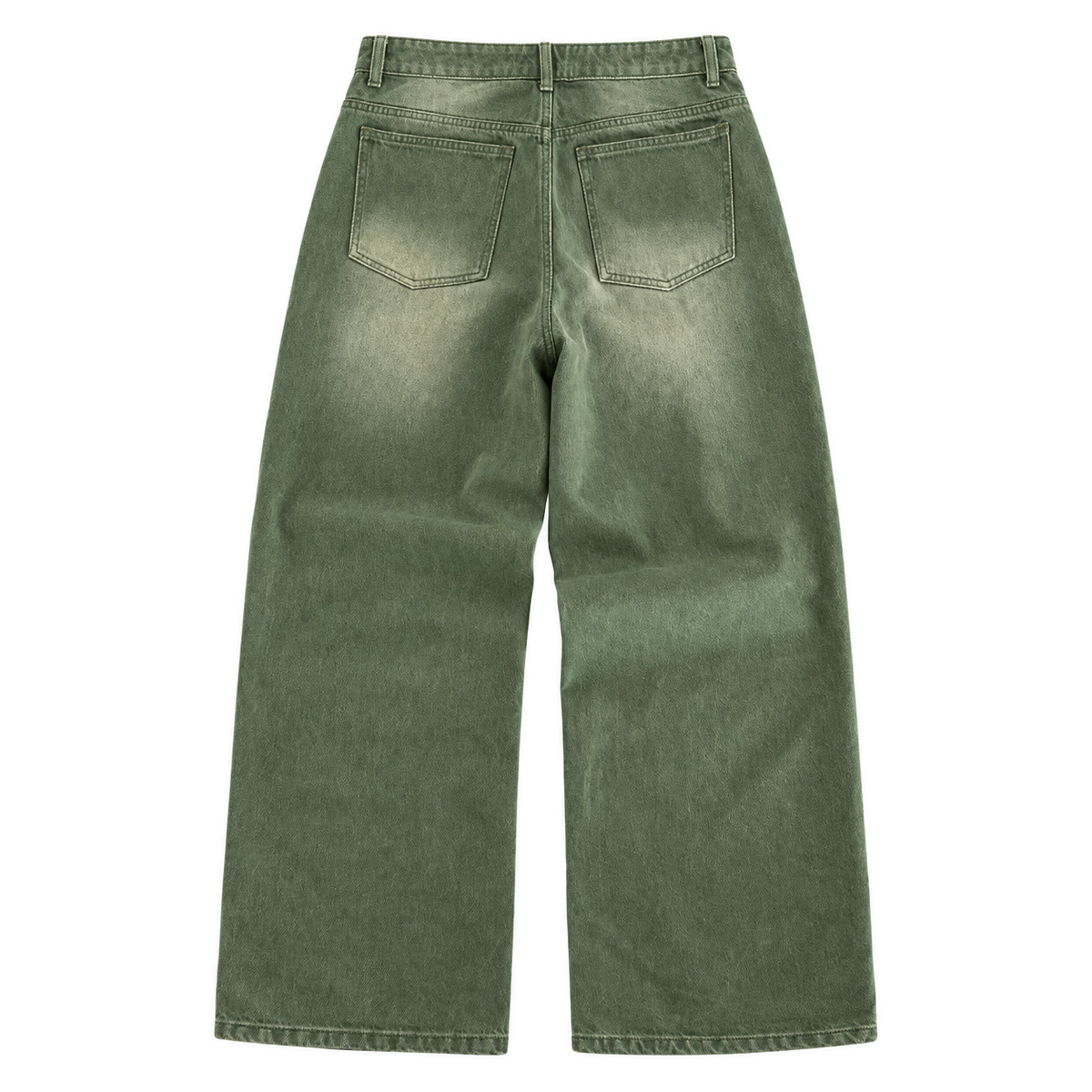 Matcha Wide-Leg Jeans — plain pocket style, rear view