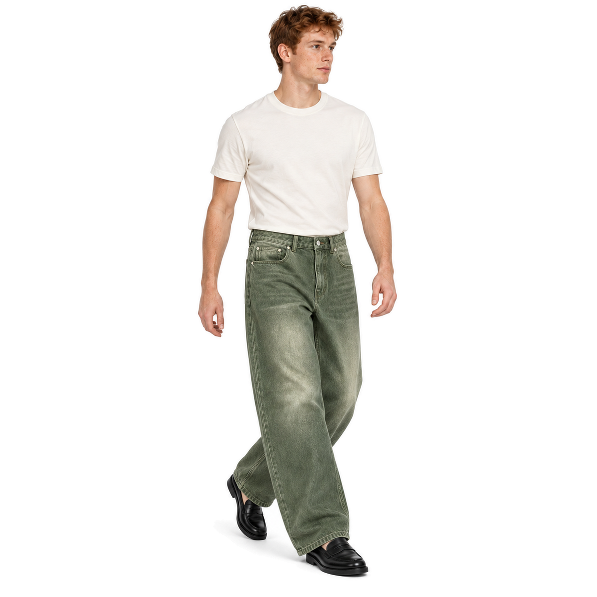 Matcha Wide-Leg Jeans — full-body model view