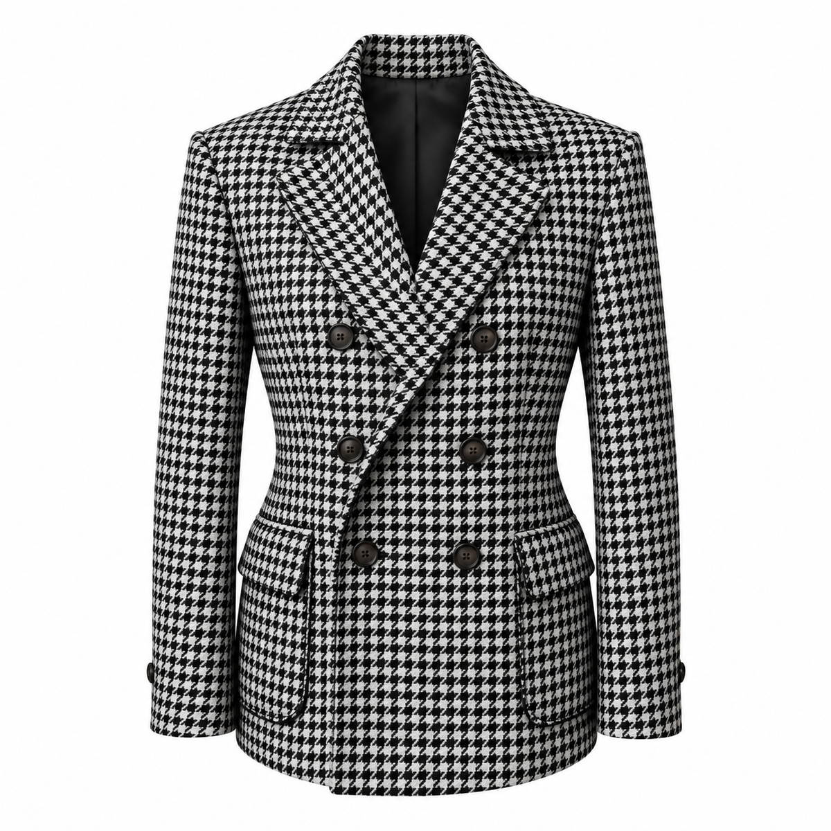 Mayfair black-and-white houndstooth blazer, double-breasted front
