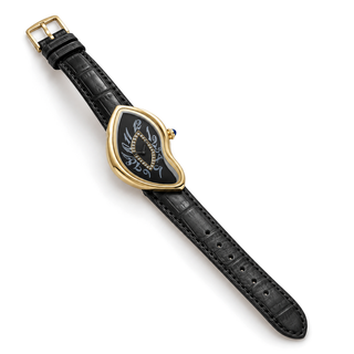 Melting Muse Black Gold — full watch with open strap and buckle
