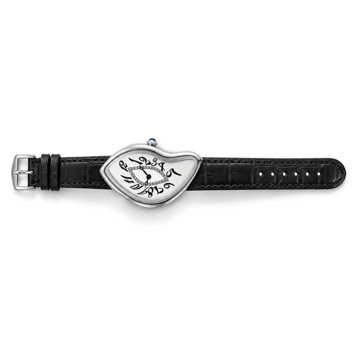Melting Muse Silver — full watch with open strap and buckle