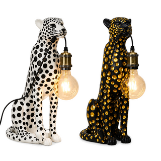 Noctis Cheetah Lamp in white-black and black-gold finishes