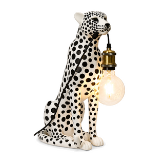 Noctis Cheetah Lamp, white resin with black spots