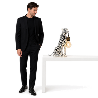 Noctis Cheetah Lamp, 43.5 cm scale beside a model