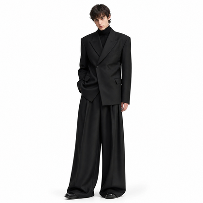 Model wearing the Nocturne Trousers with matching blazer