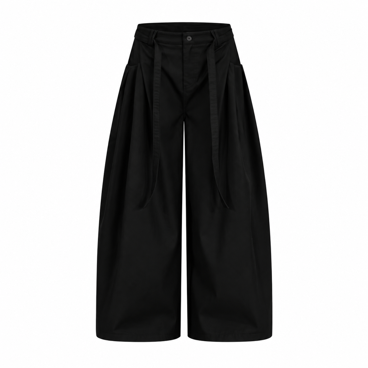 Arc Wide-Leg Pleated Trousers — black front