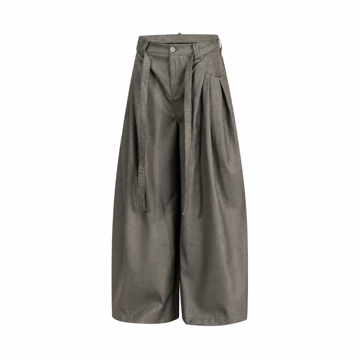 Arc Wide-Leg Pleated Trousers — grey front
