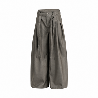 Arc Wide-Leg Pleated Trousers — grey front