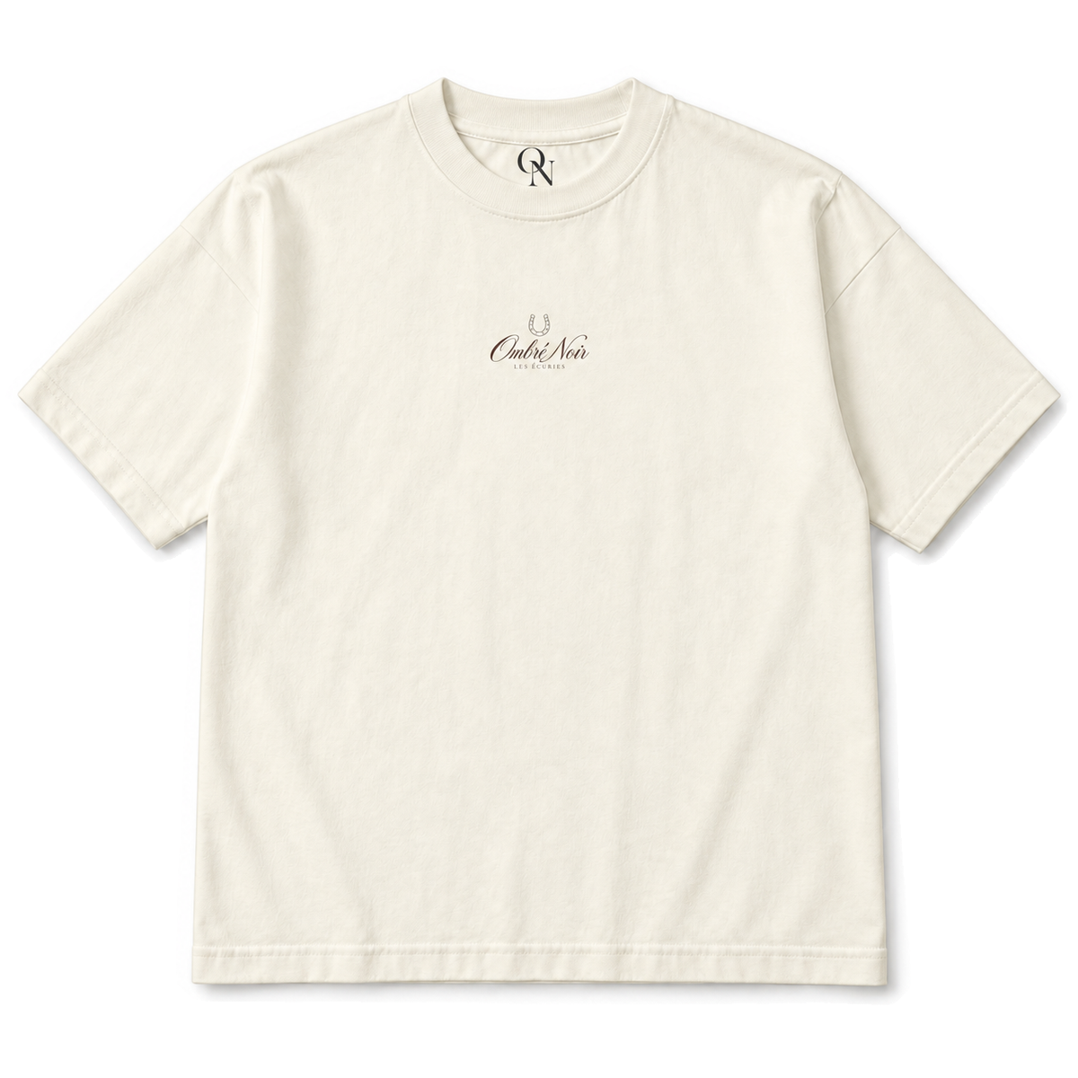 Les Écuries Graphic Tee in Faded Cream, front view with small matching chest print