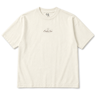 Les Écuries Graphic Tee in Faded Cream, front view with small matching chest print