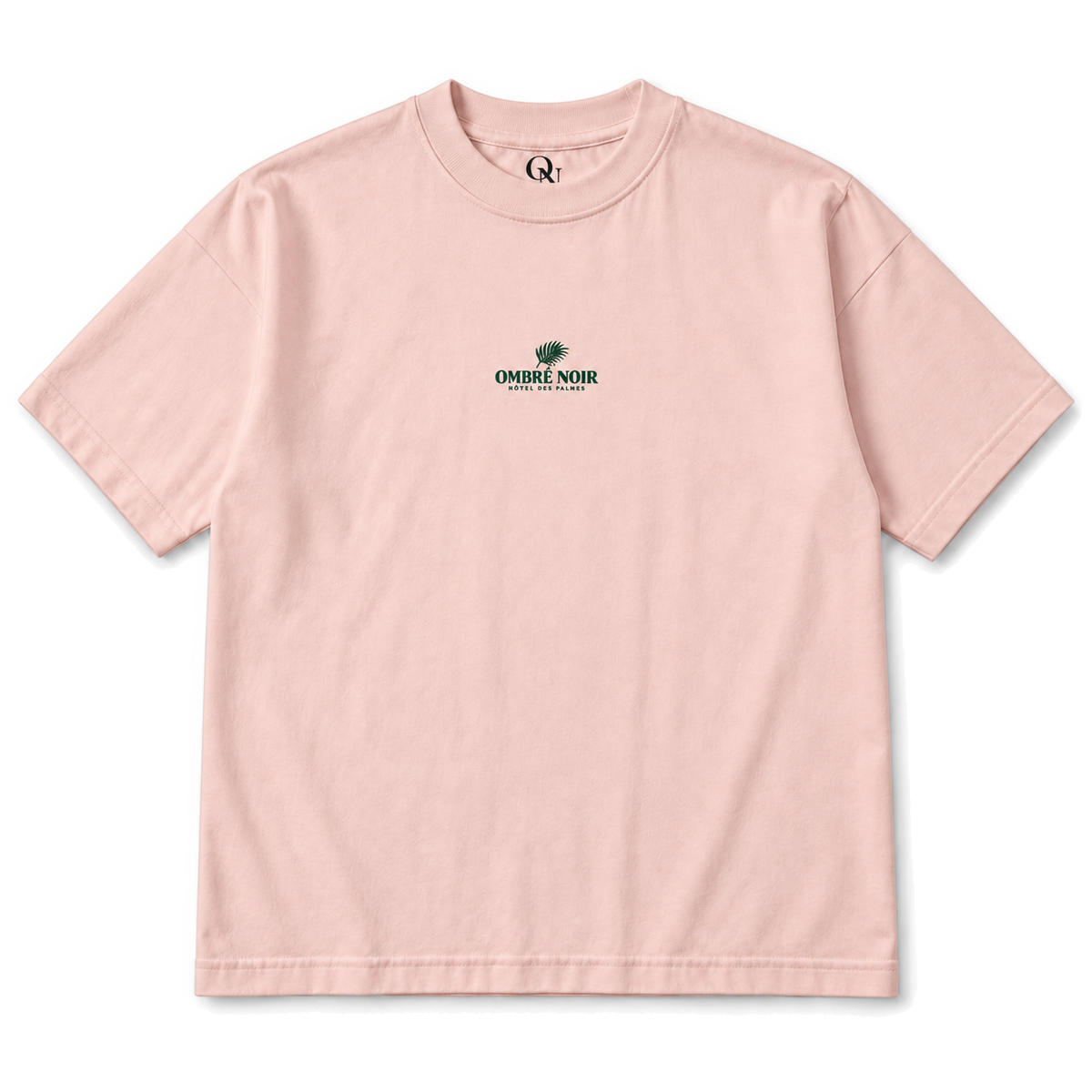 Hôtel des Palmes Graphic Tee in Salmon, front view with small matching chest print