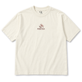 Le Jardin de Minuit Graphic Tee in Faded Cream, front view with small matching chest print