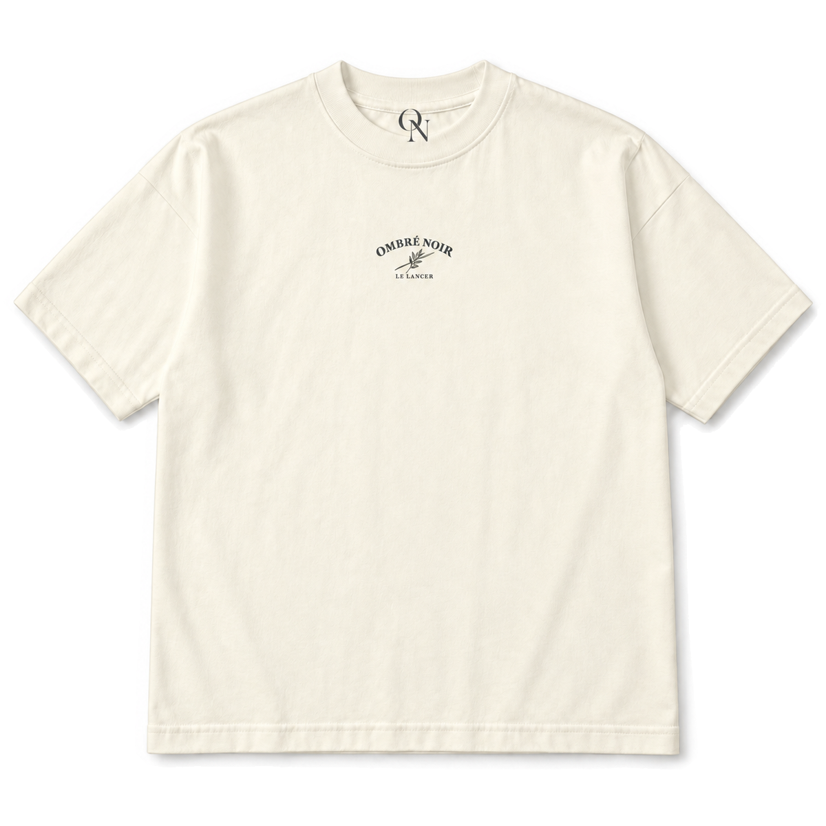 Le Lancer Graphic Tee in Faded Cream, front view with small matching chest print