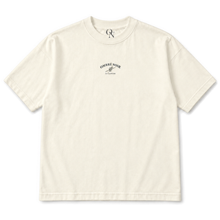 Le Lancer Graphic Tee in Faded Cream, front view with small matching chest print