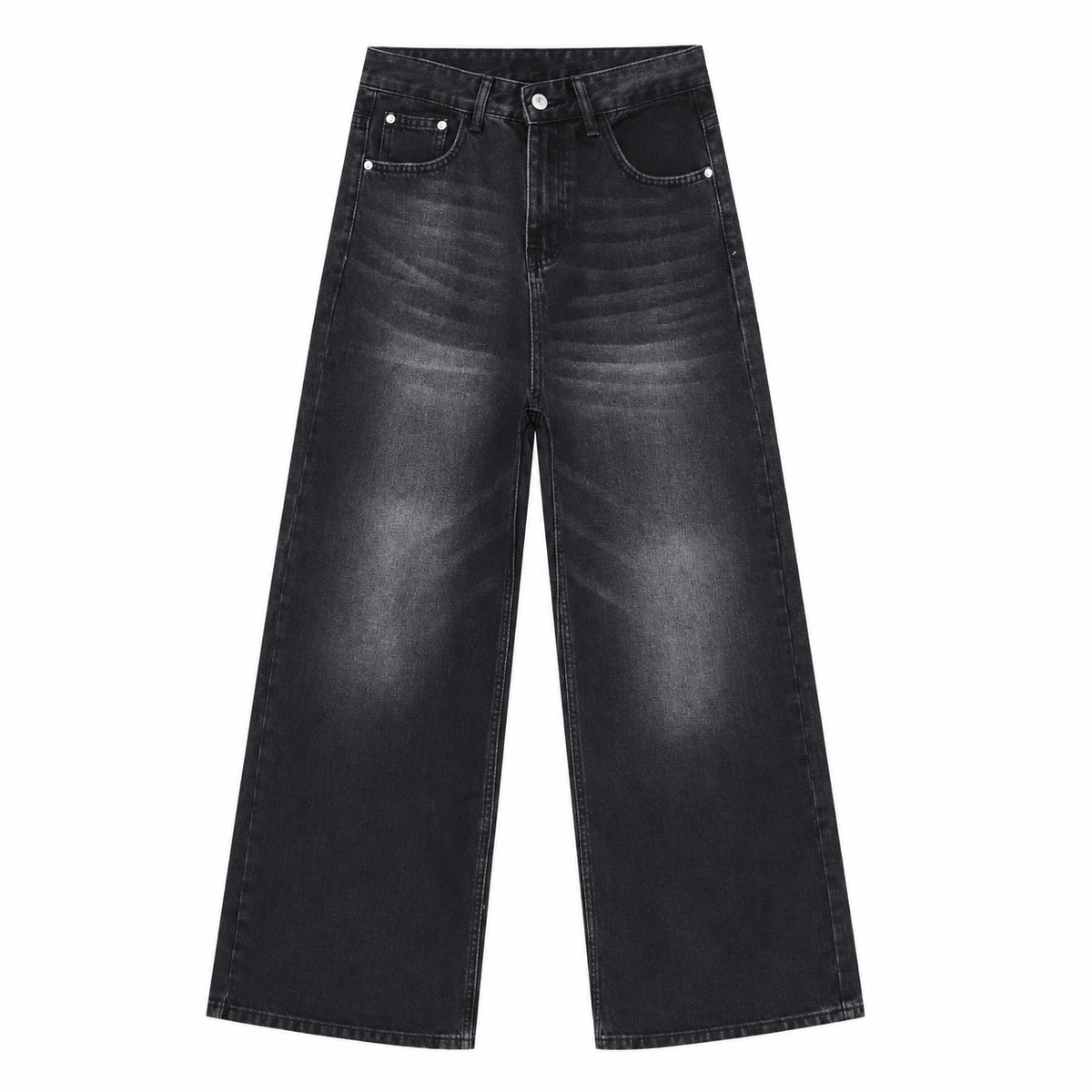 Contour Gradient Wide-Leg Jeans in Black-Grey, front view