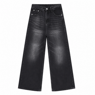 Contour Gradient Wide-Leg Jeans in Black-Grey, front view