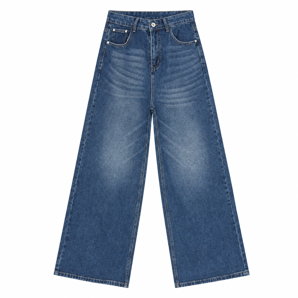 Contour Gradient Wide-Leg Jeans in Navy Blue, front view