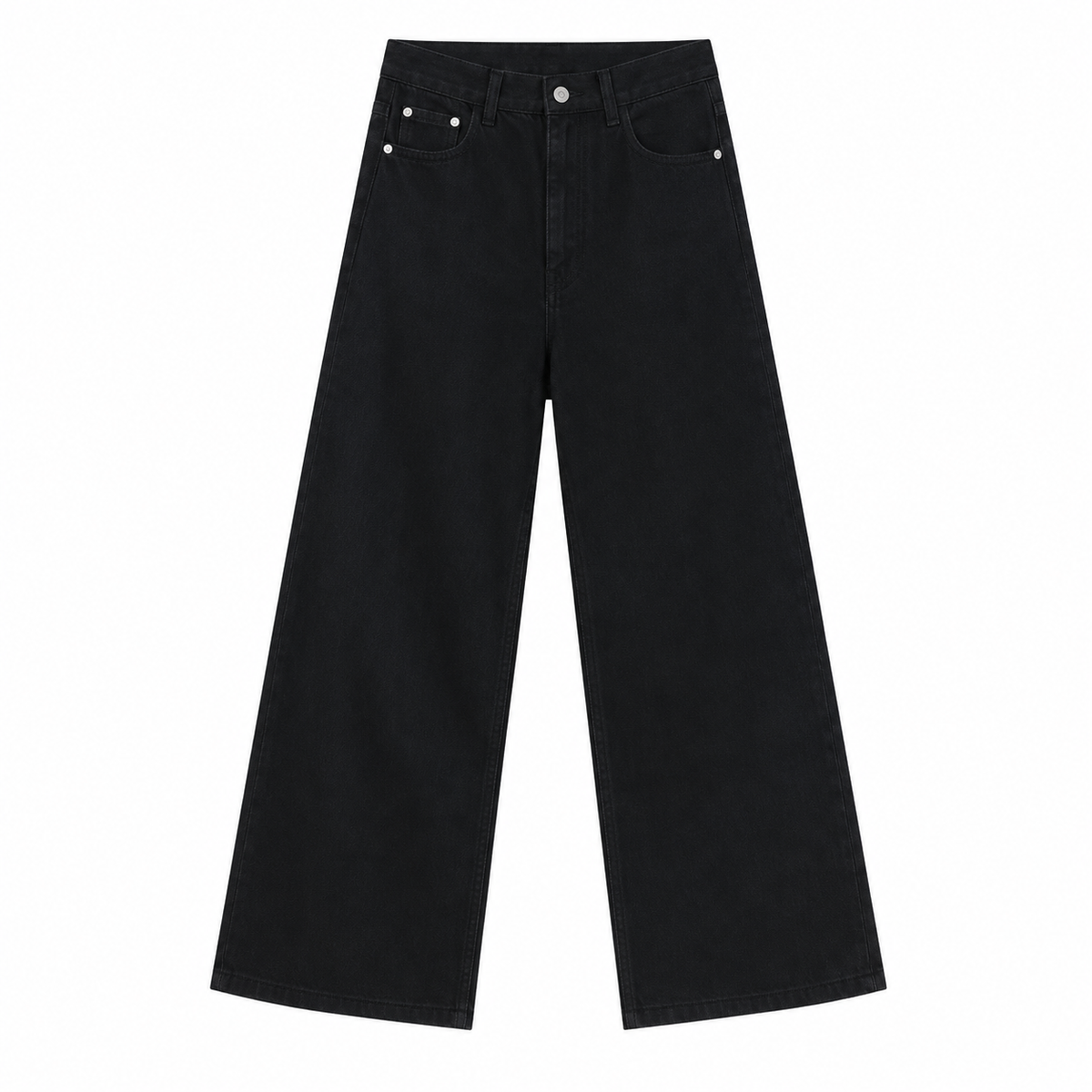 Contour Gradient Wide-Leg Jeans in Black, front view
