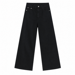 Contour Gradient Wide-Leg Jeans in Black, front view