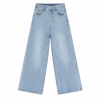 Contour Gradient Wide-Leg Jeans in Light Blue, front view