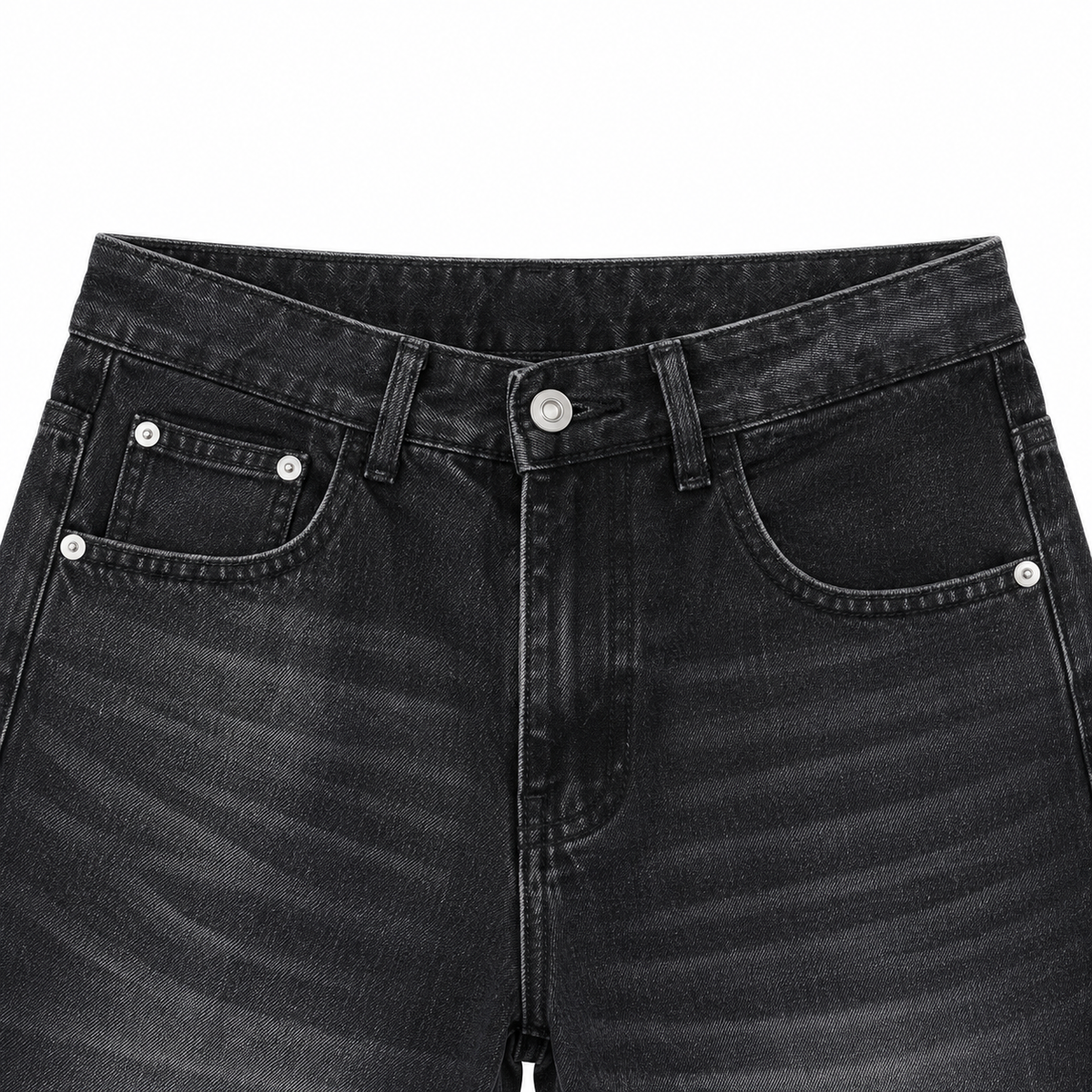 Contour black-grey jeans, waistband, button, belt loops and front pockets