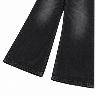 Contour black-grey wide-leg jeans, washed denim and stitched hems