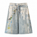 Fleur Trompe-L’Oeil Denim Shorts