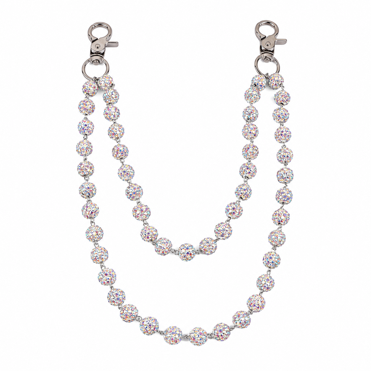Prism Beaded Jean Chain in Iridescent, front view
