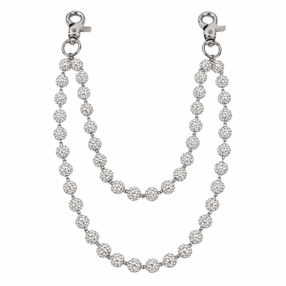 Prism Beaded Jean Chain in White, front view