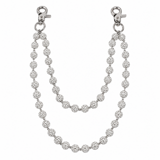 Prism Beaded Jean Chain in White, front view