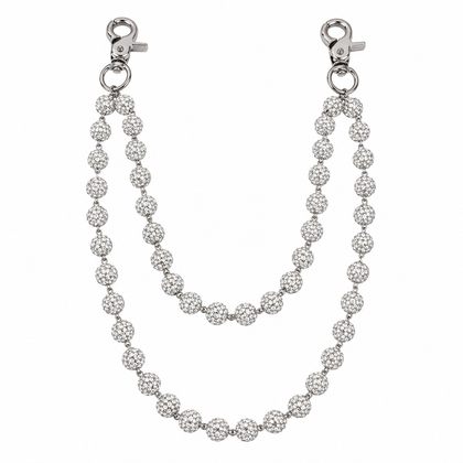 Prism Beaded Jean Chain in White, front view